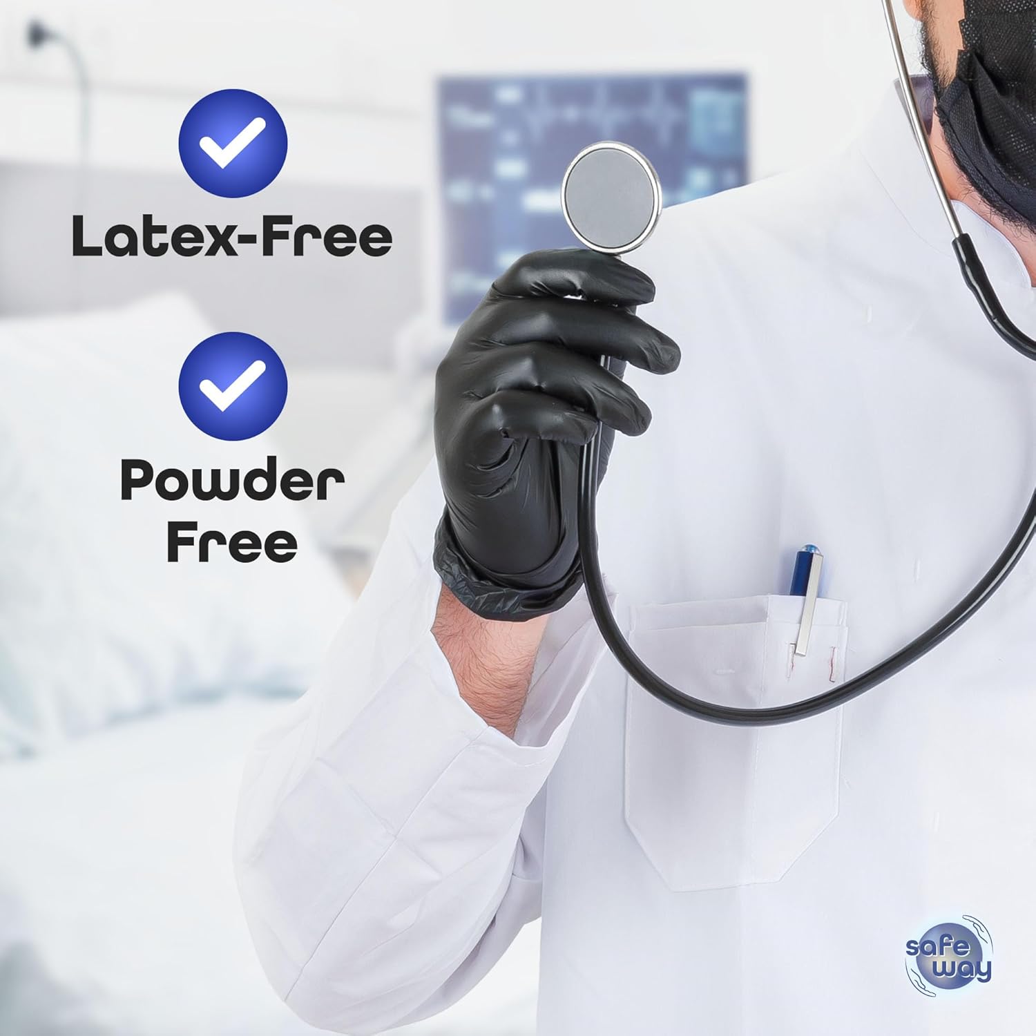 Premium Nitrile-Vinyl Blended Disposable Gloves(Black) - 1000 COUNT