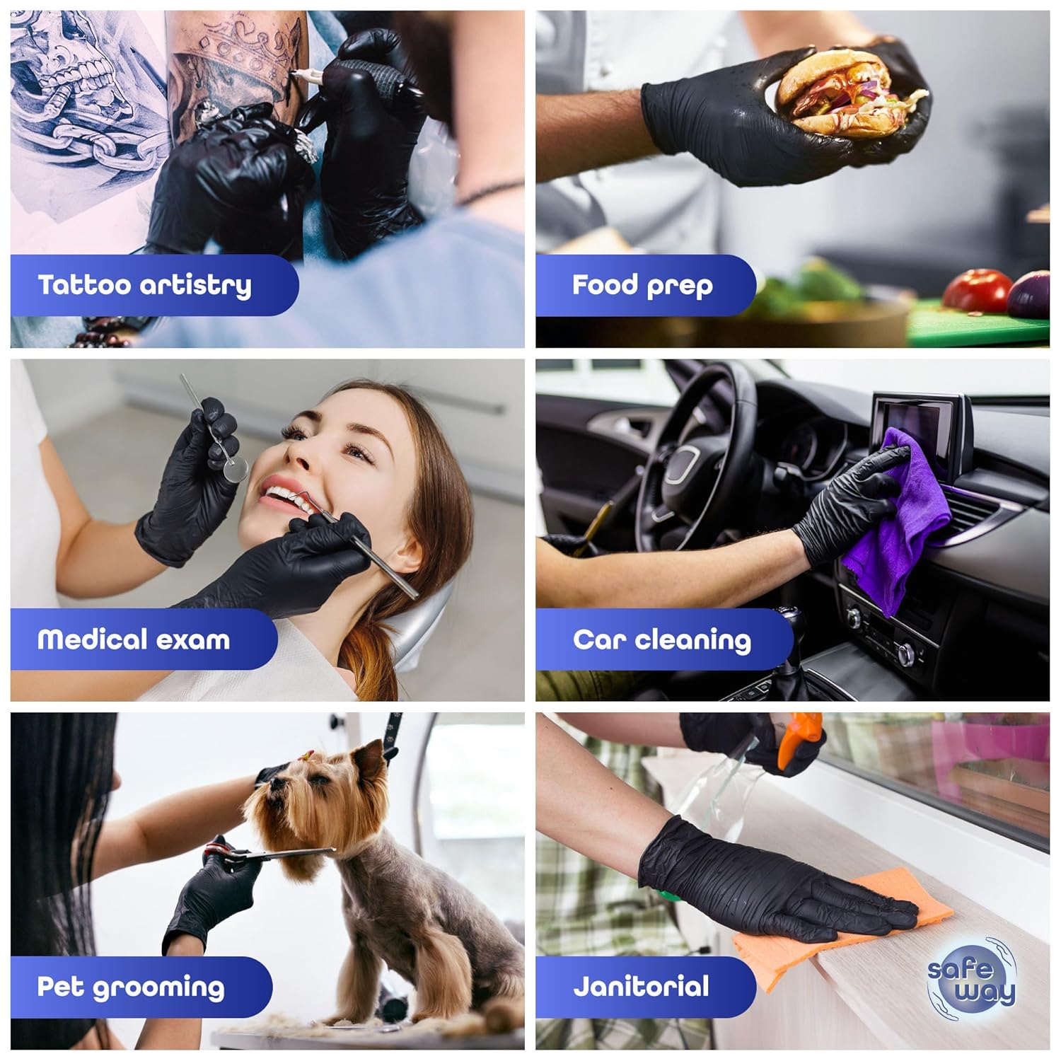 Premium Nitrile-Vinyl Blended Disposable Gloves(Black) - 1000 COUNT