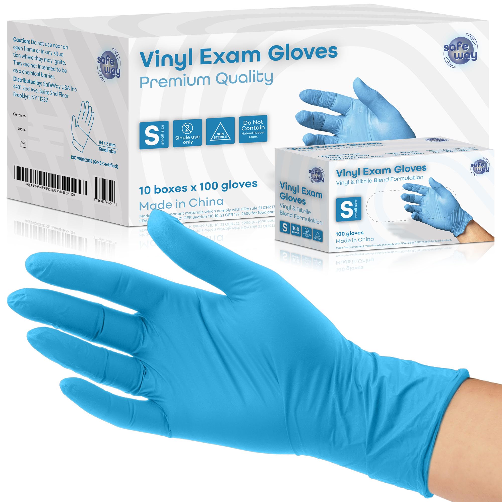 Premium Nitrile-Vinyl Blended Disposable Gloves(Blue) - 1000 Count